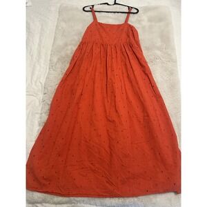 Madewell‎ Eyelet Summertime Cami Midi Dress Size M Orange